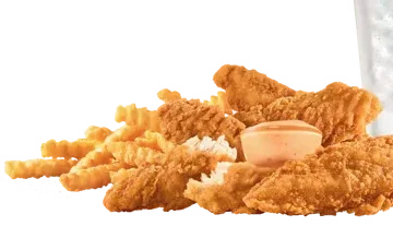 Sonic 5 Piece Crispy Tenders Combo – Price, Calories & Meal Details 2 5 Piece Crispy Tenders Combo with five crispy, golden chicken tenders served alongside fries and a soft drink.