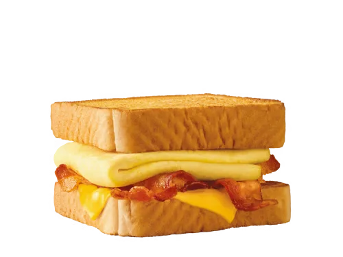 Sonic Menu Prices, Calories & Updated Deals 2026 37 Bacon BREAKFAST TOASTER® featuring crispy bacon, fluffy scrambled eggs, and melted cheese layered between thick slices of toasted Texas bread.