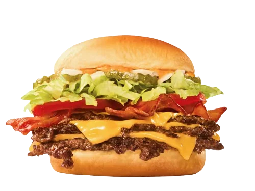 Sonic Menu Prices, Calories & Updated Deals 2026 48 Sonic lunch menu: Bacon Deluxe Triple SONIC® Smasher stacked with three juicy beef patties, crispy bacon, melty cheese, fresh lettuce, tomato, and creamy mayo on a toasted bun.