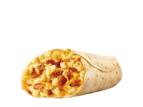 Sonic Menu Prices, Calories & Updated Deals 2026 39 Jr. Breakfast Burrito with crispy bacon, scrambled eggs, and melted cheese wrapped in a soft flour tortilla.