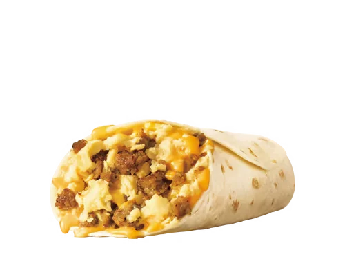 Sonic Menu Prices, Calories & Updated Deals 2026 41 “Jr. Breakfast Burrito featuring savory sausage, fluffy scrambled eggs, and melted cheese wrapped in a warm flour tortilla.