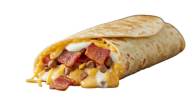 Sonic Menu Prices, Calories & Updated Deals 2026 64 Sonic Bacon Ranch Queso Wrap filled with crispy bacon, creamy queso cheese, fresh lettuce, diced tomatoes, and ranch dressing wrapped in a soft flour tortilla