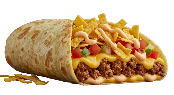 Sonic Menu Prices, Calories & Updated Deals 2026 65 Sonic Southwest Crunch Queso Wrap with crispy chicken, crunchy tortilla strips, creamy queso cheese, fresh lettuce, diced tomatoes, and spicy southwest sauce wrapped in a soft flour tortilla.