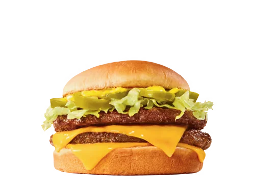 Sonic Menu Prices, Calories & Updated Deals 2026 60 “SuperSONIC® Jalapeno Double Cheeseburger with two juicy beef patties, melted cheese, spicy jalapenos, fresh lettuce, tomato, pickles, onions, ketchup, and mayo on a toasted bun