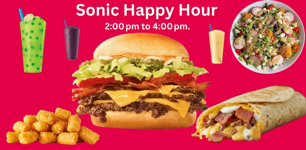 Sonic Happy Hour: Refresh, Save & Enjoy Every Sip! 1 Refreshing Sonic Happy Hour drinks, slushes, and shakes at half-price, perfect for daily savings and fun refreshment deals.