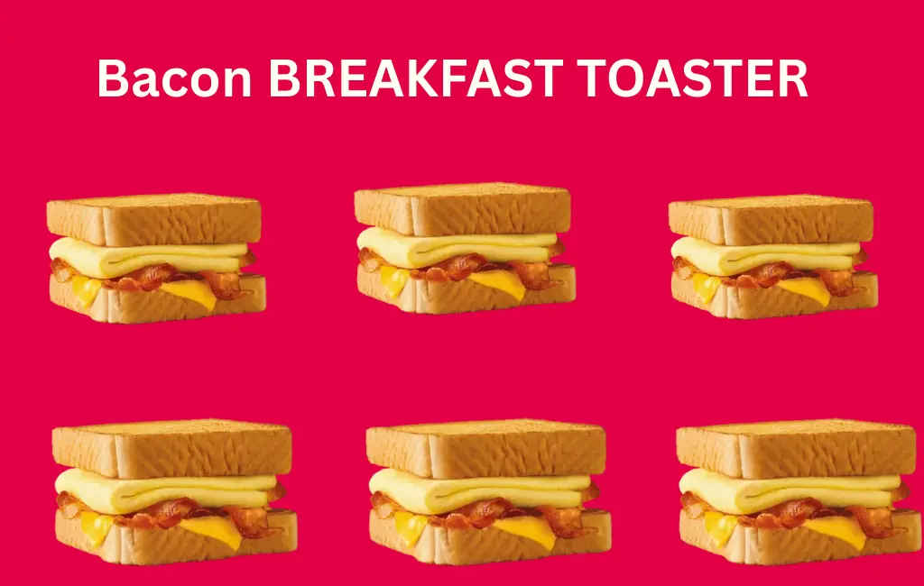 Sonic Bacon Breakfast Toaster | Bacon, Egg & Cheese Sandwich 1 Sonic Bacon Breakfast Toaster sandwich with eggs and melted cheese on toasted bread.