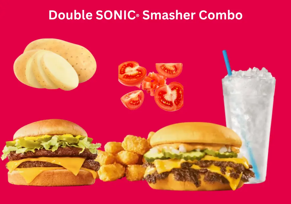 Double SONIC® Smasher Combo | Juicy & Cheesy Meal 2026 1 Double SONIC® Smasher Combo features two juicy beef patties, melted cheese, and fresh toppings served hot from the SONIC Drive-In menu.