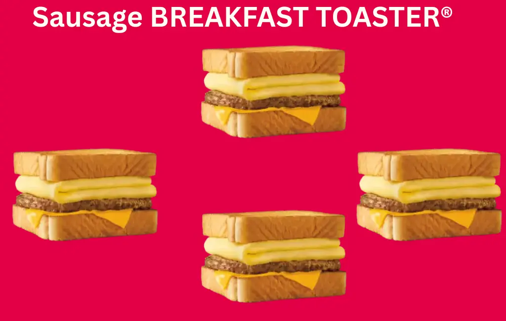 Sonic’s Sausage Breakfast Toaster: Your Breakfast Hero 1 Sonic’s Sausage Breakfast Toaster with Texas toast, savory sausage, fluffy egg, and melted cheese, a hearty all-day breakfast.