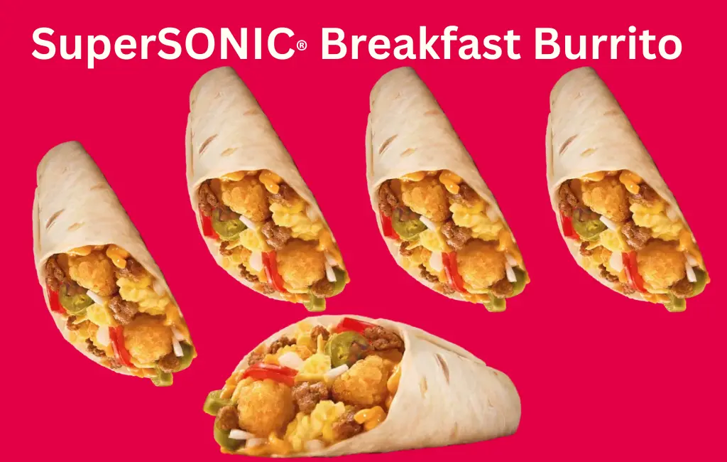 The Sonic SuperSONIC Breakfast Burrito: A Complete Overview 1 Sonic SuperSONIC Breakfast Burrito with eggs, sausage, and melted cheese wrapped in a warm tortilla.