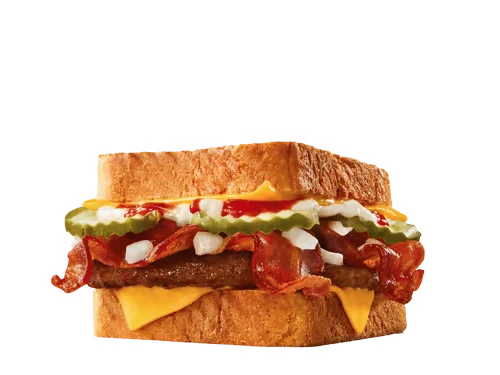 Sonic Menu Prices, Calories & Updated Deals 2026 52 The Cheesy Bacon SONIC® Stack is a hearty, flavorful sandwich with crispy bacon, melted cheese, a juicy burger patty, and Texas Toast—perfect for a satisfying, indulgent meal.