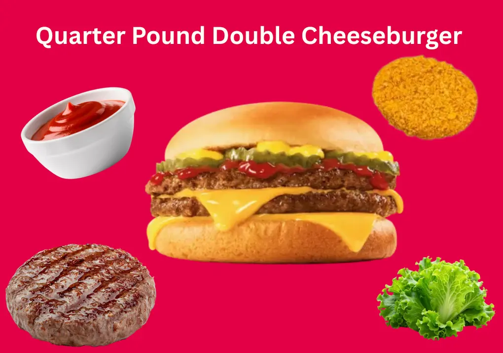 Quarter Pound Double Cheeseburger: Juicy, Cheesy & Delicious 1 Sonic Quarter Pound Double Cheeseburger with two juicy beef patties, melted cheese, fresh lettuce, tomato, onions, pickles, and a soft sesame bun.