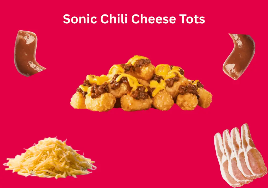 Sonic Chili Cheese Tots – Crispy Tots with Chili & Cheese 1 Sonic Chili Cheese Tots topped with savory chili and melted shredded cheddar cheese.